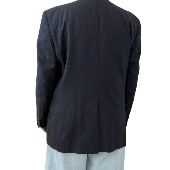 Vintage Unisex Burberry Blazer Navy Blue 100% Wool Sport Coat Sz 46R - Picture 6 of 10